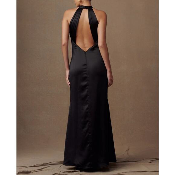 Meshki Dylan Rose Halter Dress Size S Black Maxi Halter Gala Formal Occasion - Picture 2 of 14